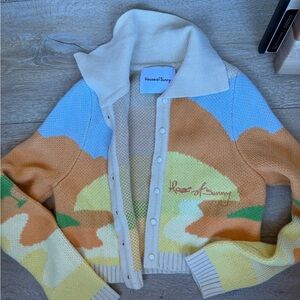 House of Sunny Cream and Yellow Speckled Knit Cardigan